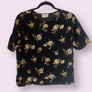Vintage Floral Flower Hippie Hipster Artsy Chic Glam Artsy Art Blouse Tee Top